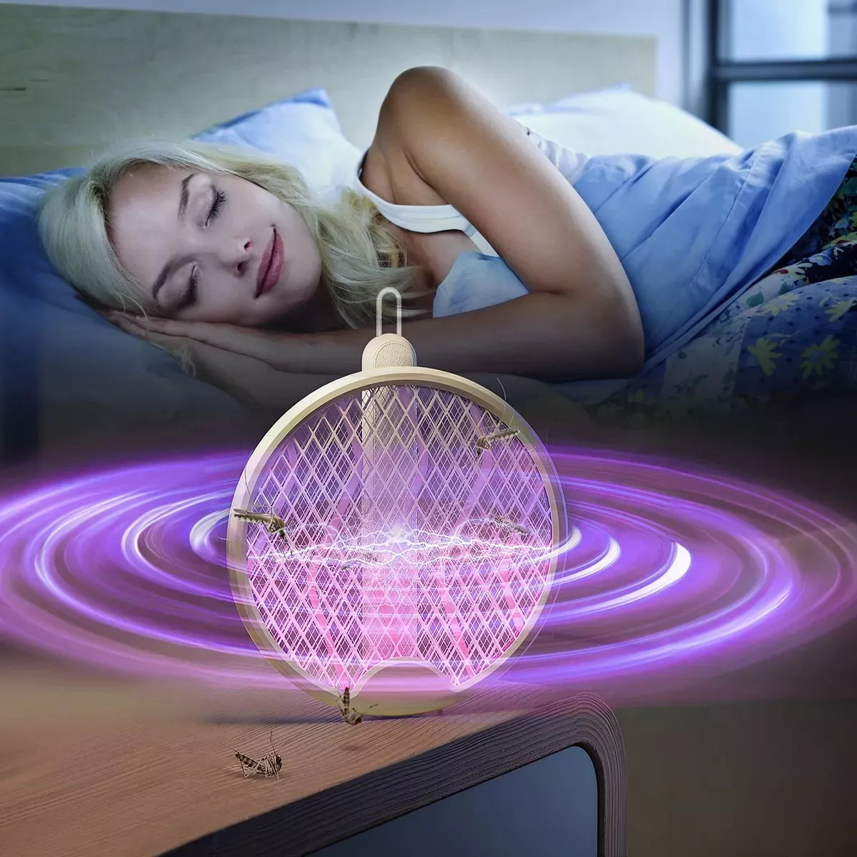 RAQUETA ELÉCTRICA COLGANTE PARA MOSQUITOS RECARGABLE